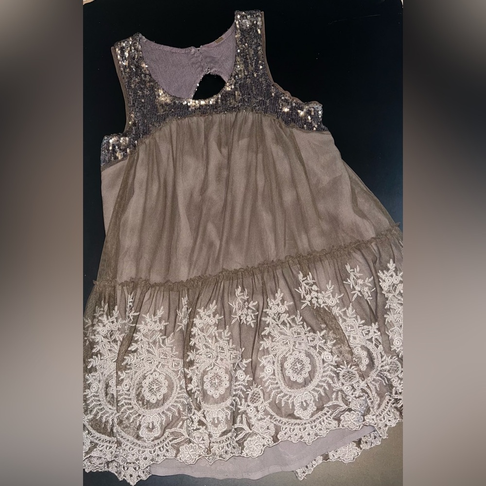 Free People Mirror Mirror Sequin Embroidered Tunic Top Size Xs Euc
